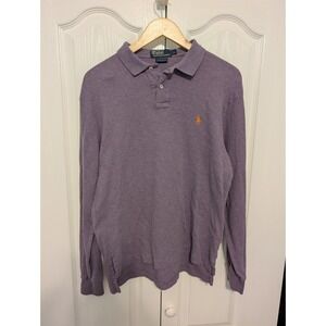 Polo Ralph Lauren Custom Fit Long Sleeve Polo Shirt Purple Mens Size L Preppy